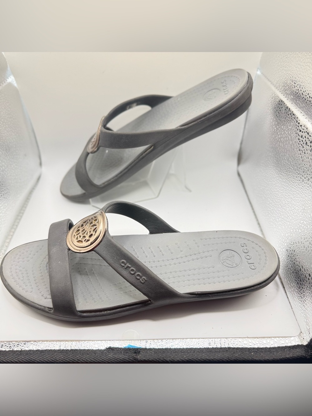 CROCS Women's Flip Sandal with Gold Accent